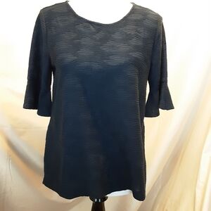 Loft Textured Fluted Sleeve Swoop Neck Top SZ SM